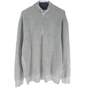 Brooks Brothers Mens Knit Sweater 1/4 Zip Pullover Light Gray XXL